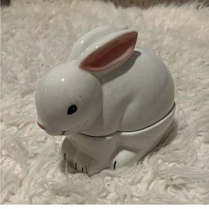 NIB_Jobar_White Bunny_Cotton Ball_Dispenser Swab Container Porcelain Easter